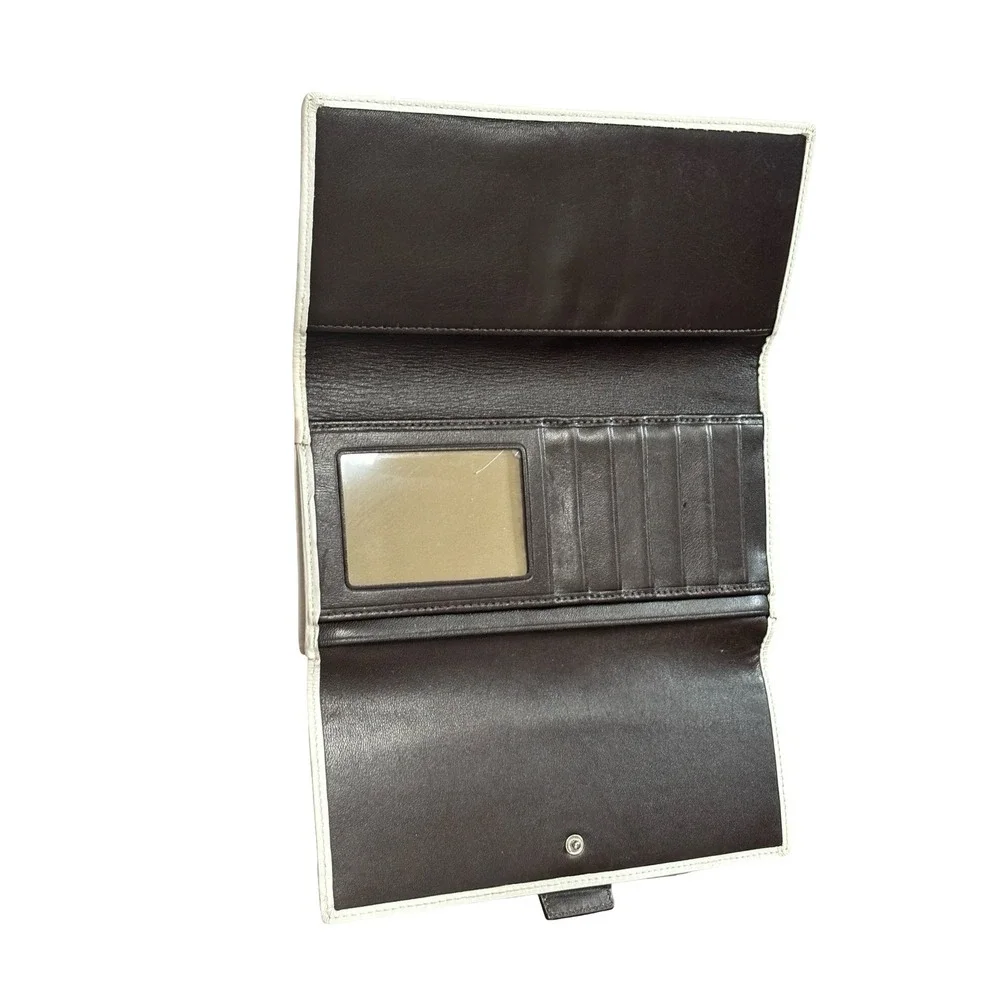 Coach Soho White Leather Buckle Slim Envelope Wallet OS Silver Hardware